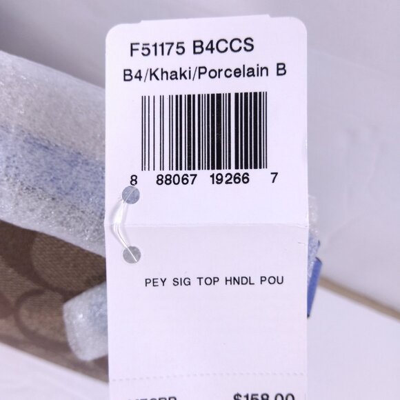 Authentic Coach Signature Top Handle Pouch Khaki/Porcelain F51175 B4CCS - Picture 3 of 9